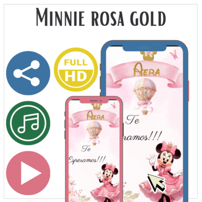 Video invitación de Minnie rosa gold